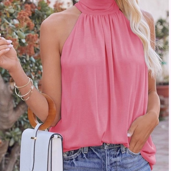 Pink Halter Neck Women's Top - Picture 2 of 9